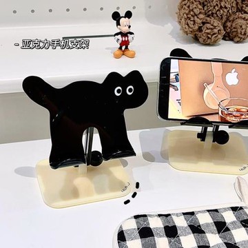 可愛亞克力貓咪支架可調節高度角度手機支架平板支架煲劇奶黃追劇