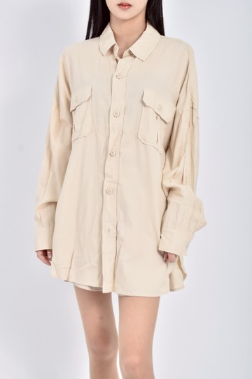 (XL) lowrys farm棉質長版黃色襯衫上衣