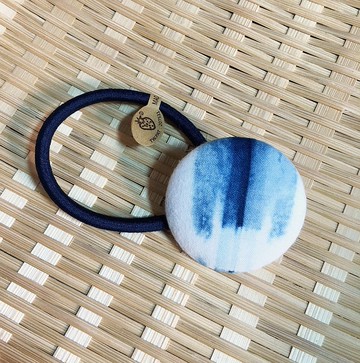 手作藍染布 包釦髮束 倒影