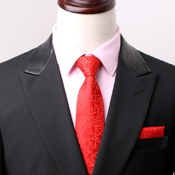 【拉福】拉花領帶8cm寬版領帶手打領帶 (大紅)