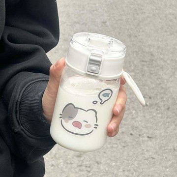 含稅價簡約便攜貓咪ins高顏值夏天杯子茶水分離水杯可愛防摔隨手杯子