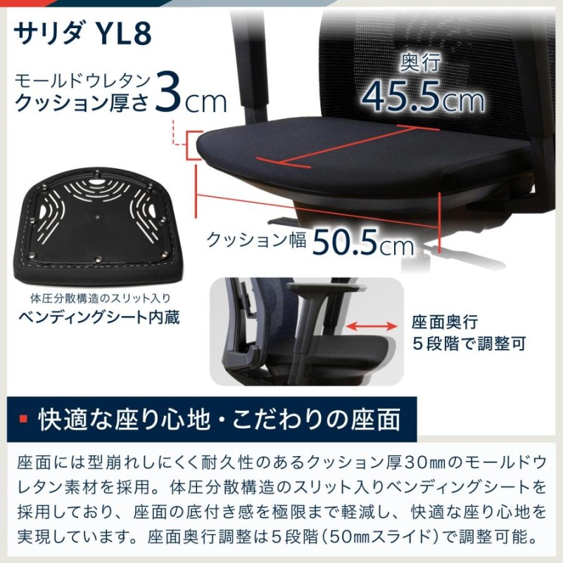 イトーキ サリダ YL8 オフィスチェア 全身を支えるハイバック / 通気性