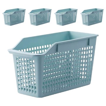 bebehome 北歐風桌上型多功能萬用收納籃 PP材質 鏤空透氣  31 x 15 x 17.5cm  淺藍色  5個