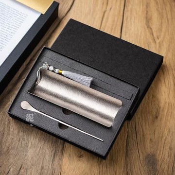 泥味純鈦茶則二件套賞茶荷茶碟高檔茶勺茶匙茶撥分茶器茶道取茶器