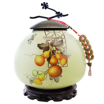 【吉祥開運坊】【五福臨門&柿柿如意聚寶盆 陶瓷有蓋聚寶盆 附五色石 元寶 招財符】開光 擇日