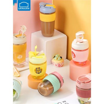 樂扣樂扣玻璃水杯子吸管啵啵杯高顏值牛奶杯便攜隨行杯女咖啡網紅