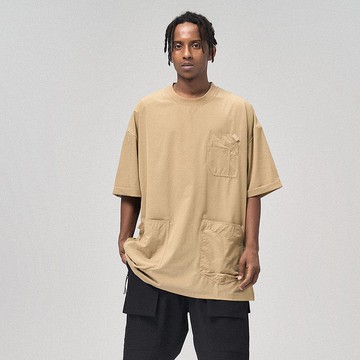 冰涼感輕薄多口袋透氣T恤/中性 /簡約款式/機能/情侶/禮物/防潑水