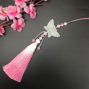 古漢服配飾阿富汗白玉蝴蝶玉佩古風流蘇腰佩禁步宮絳笛子吊墜扇墜