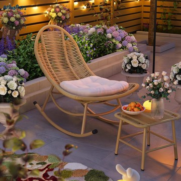 懶人沙發藤編搖搖椅躺椅陽臺休閑庭院可躺可睡家用戶外單人大藤椅 pb6251