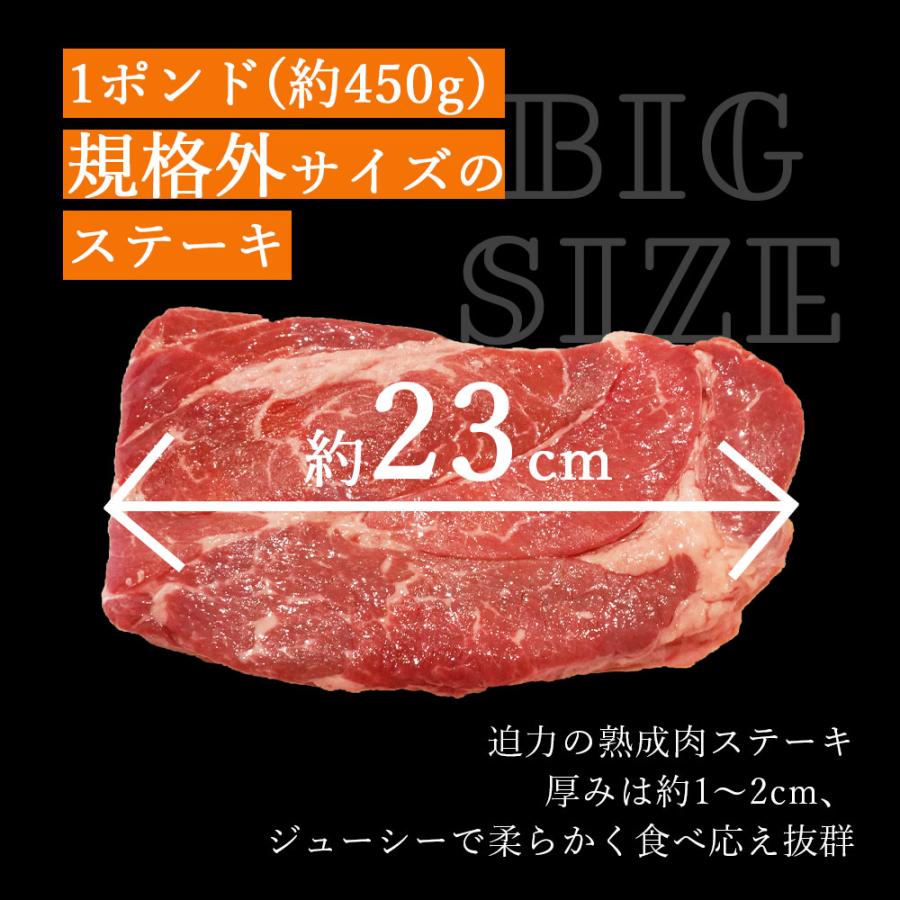 1ポンドステーキ 450g 熟成牛 ステーキ メガサイズ 特大 大きめ 柔らかい ステーキ 牛肩ロース 牛肉 肉 食品 ギフト 肉ギフト 誕生日 BBQ バーベキュー