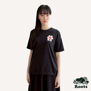 Roots女裝- ROOTS BOTANICAL GARDEN 短袖上衣-黑色