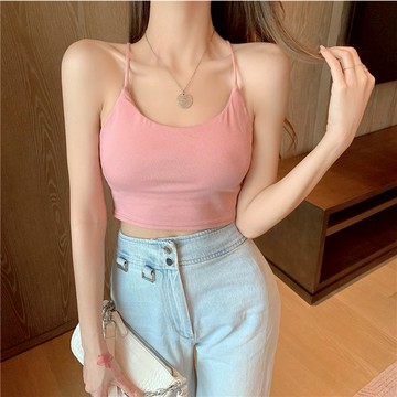 Anne｜惜物價｜199降69｜小可愛 有胸墊 交叉背 繞頸背心【AU40105】小可愛 圓領背心 內搭背心 帶胸墊