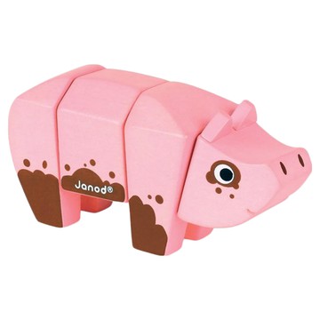 Janod 立體動物拼圖 木質拼圖玩具 適用年齡2歲以上  1個  4個