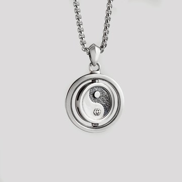 【JK銀飾】太衡 • 川流 旋轉墜／925純銀【太極吊墜、太極旋轉項鍊、黑貝母項鍊】