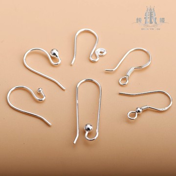 999純銀耳鉤真銀鉤99足銀耳環銀飾DIY飾品配件潮網紅耳掛勾防過敏
