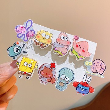 【台灣發貨 特價搶購】海綿寶寶發夾女留海夾碎發克星派大星側邊夾多巴胺學生可愛少女心