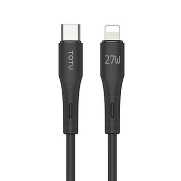 TOTU 長線 PD快充 Type-C TO Lightning充電傳輸線 3A 液態矽膠 膚感 2M 黑色 支援iPhone5-14系列
