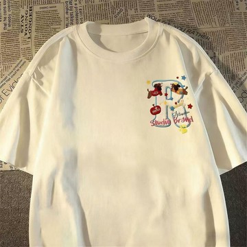 9163 名舊客戶🤗美式復古趣味小狗印花純棉短袖T恤成人親子中大童男女寬鬆夏上衣M7WL