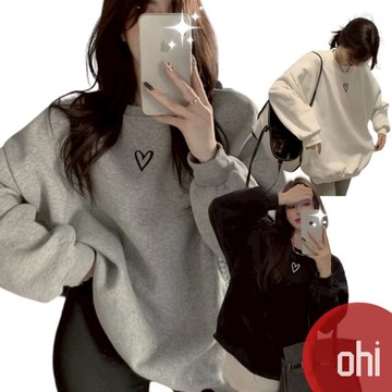 【ohi】大學T 薄款、刷毛款任選 圓領衛衣 印花衛衣 長袖 長T衛衣 情侶大學T 情侶男女bf風 GHL3221