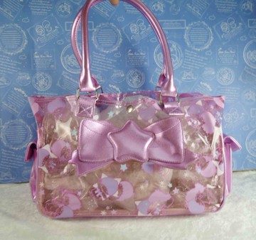 【震撼精品百貨】Little Twin Stars KiKi&LaLa 雙子星小天使~袋子_透明_粉紫