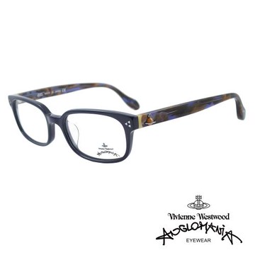 【Vivienne Westwood】Anglomania 光學鏡框混色凸行土星造型英倫風-(黑/混紫-AN272 03)