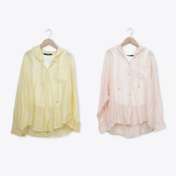 【MASTINA】附背心透膚連帽防曬襯衫 粉 黃(魅力商品)