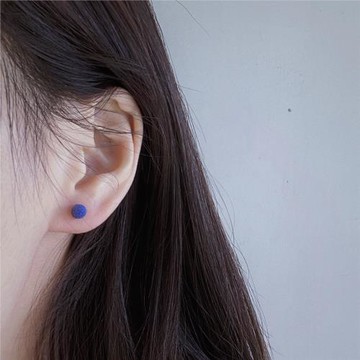 「甜酸」想吃一口小眾磨砂小巧豆豆耳釘可愛甜美純銀彩色球耳釘女