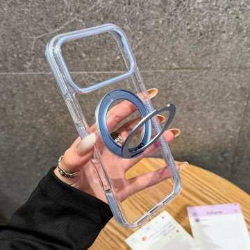 合金旋轉支架手機殼 防摔保護殼 高清透明抗黃亞克力材質 適用於 蘋果 iPhone 18 17 pro max 手機殼
