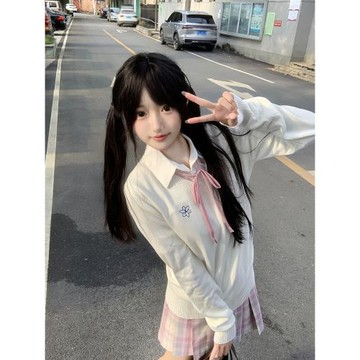 兔半眠原創校供感jk毛衣套裝V領套頭長袖針織衫女秋冬