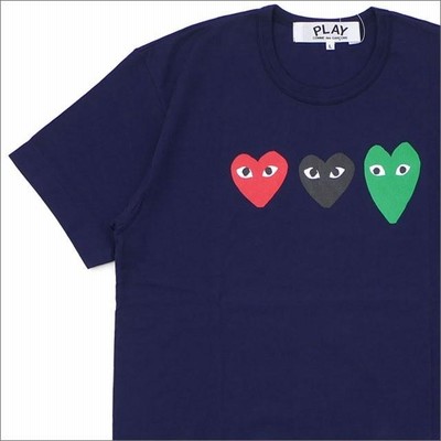 12250円 【2022年製 新品】 即完売 プレイ コムデギャルソン ハート 刺繍入り ストライプ 長袖 シャツ シャツ