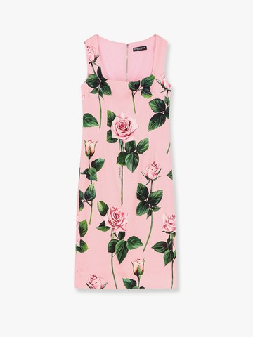Midi dress with roses multicolor print - DOLCE & GABBANA - gender_Woman