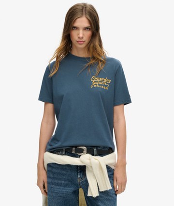 Superdry Women's Tokyo Rhinestone Relaxed T-shirt Navy Size: 12