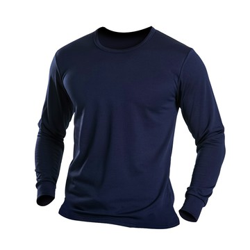 圓領刷毛暖暖衣-深藍色