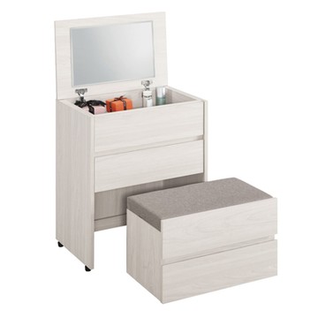 文創集 莉諾爾2尺多功能掀式鏡台組合(含化妝椅)-60x40x75cm免組