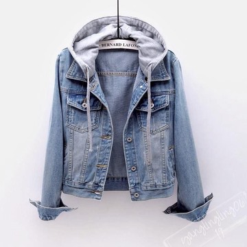 【台灣出貨】實拍女裝衣服 女生衣著牛仔衣 韓版連帽外套 丹寧牛仔外套上衣 2025牛仔短外套女短版春秋韓版新款長袖緊身連