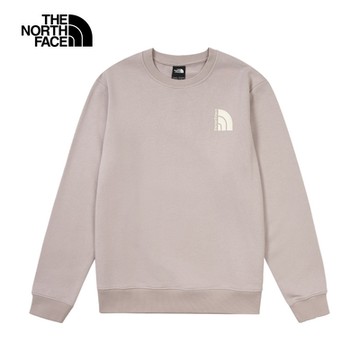 【The North Face 官方旗艦】北面女款灰色舒適保暖經典品牌印花長袖大學T｜8AT01OA