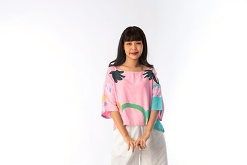 Abstract Cotton Rayon Kimono Blouse For Summer Beach Vacatio
