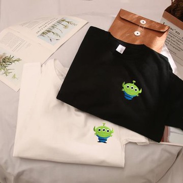 LAFLOF/勞夫洛夫2025春夏情侶裝卡通潮牌刺繡短袖男女純棉t恤簡約