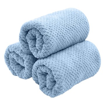 MORINO 摩力諾超細纖維菱格紋速乾毛巾 (藍色) - 吸水、柔軟親膚  3條