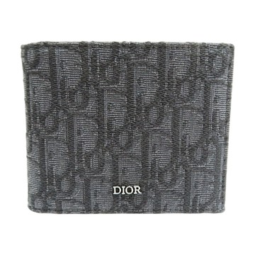 Dior 迪奧 深藍色 帆布 Wallet 雙折 短夾 2OBBH027 【二手名牌BRAND OFF】
