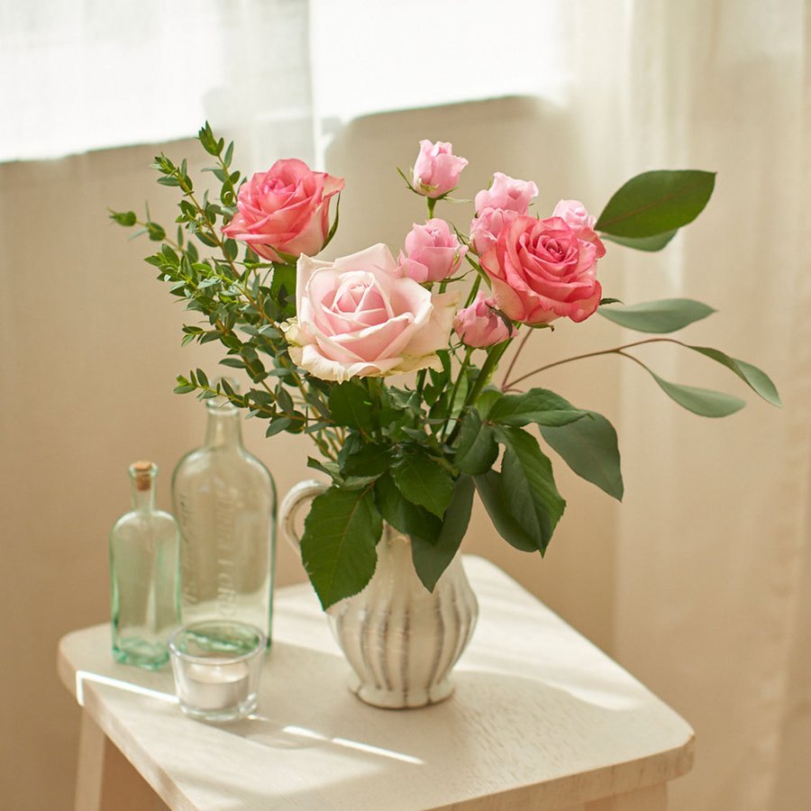 ガラスの薔薇と花瓶のセットガラスの薔薇と花瓶のセット