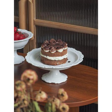 索廚法式復古浮雕陶瓷高腳托盤果盤點心盤蛋糕下午茶盤客餐廳擺件