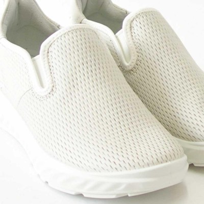 エコー ECCO ATH 1F WOMEN'S LEATHER SLIP ON SHOES ホワイト 834923 