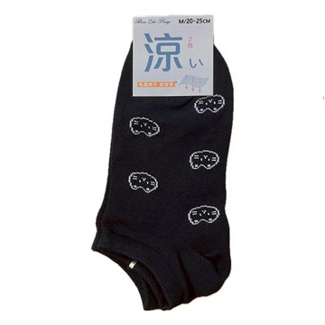 0358超細涼感船襪-貓咪黑色