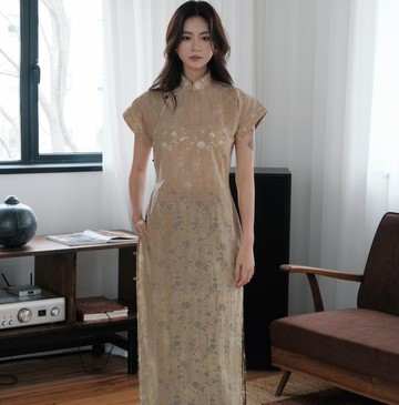 【木漏】新中式復古中國風/燒花工藝/可調節旗袍