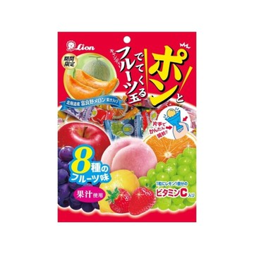 *貪吃熊* 日本 LION 獅王 水果球糖 糖果 硬糖 綜合水果糖 水果糖 8種水果球糖