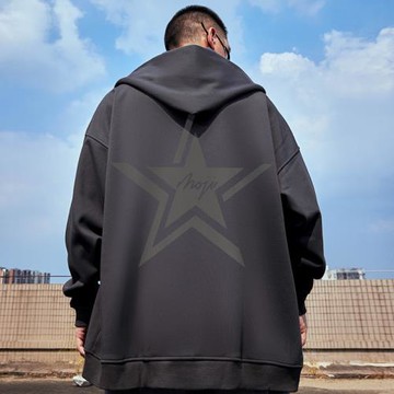 拉鏈衛衣男開衫胖子oversize大碼寬松加絨連帽外套2025春秋季新款