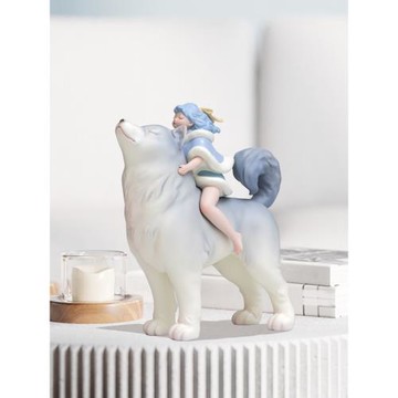 白夜童話追云犬北歐客廳裝飾品酒柜擺設結婚禮物送朋友輕奢擺件