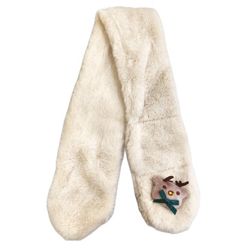 Kori Deer 可莉鹿 聖誕風保暖兒童毛絨圍巾  米色  70 x 10cm