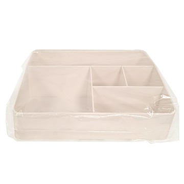 懶角落 桌面收納盒 分格盒 防滑墊腳設計  白色  1個